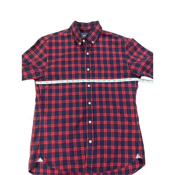 Bonobos Navy Blue and Red Plaid Casual Button Down Size Medium slim fit - Picture 5 of 9